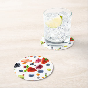 Posavasos Redondo De Papel Mezcla de frutas