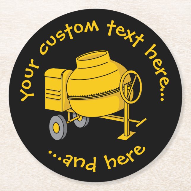Posavasos Redondo De Papel Mezclador de concreto (Anverso)