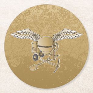 Posavasos Redondo De Papel Mezclador de hormigón beige