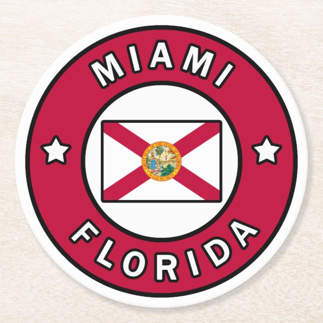 Posavasos Redondo De Papel Miami Florida (Anverso)