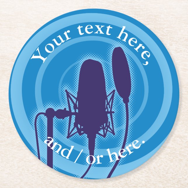 Posavasos Redondo De Papel Micrófono de estudio (Anverso)