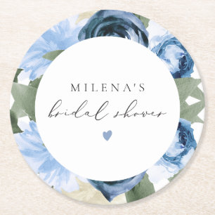 Posavasos Redondo De Papel MILENA Algo Azul Floral Baby Shower