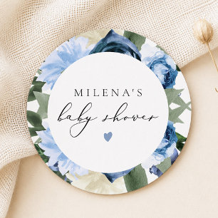 Posavasos Redondo De Papel MILENA Floral Azul Polvoriento Baby Shower Niño
