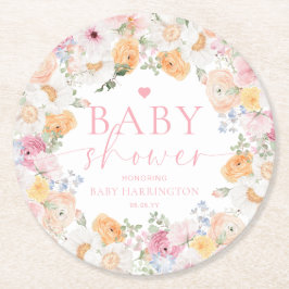 Posavasos Redondo De Papel Millie Floral Baby Shower