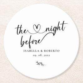 Posavasos Redondo De Papel Mínima noche anterior en blanco y negro