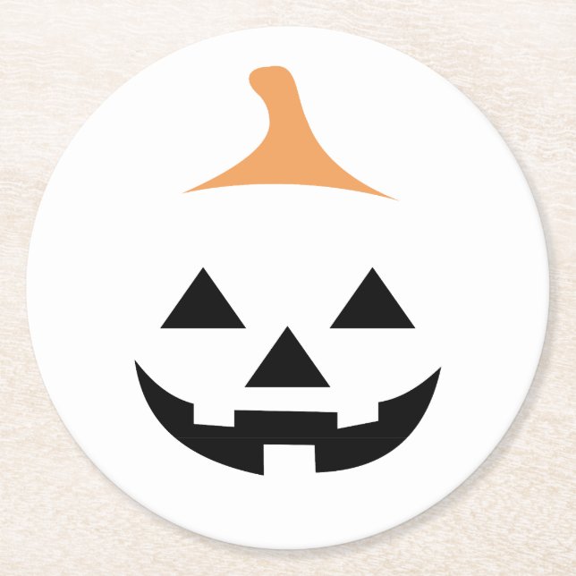 Posavasos Redondo De Papel Minimalist Scary Pumpkin (Anverso)