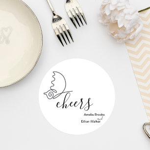 Posavasos Redondo De Papel Minimalist Wedding Coaster