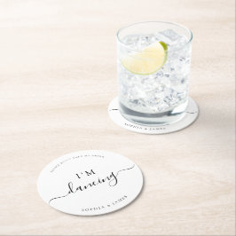 Posavasos Redondo De Papel Minimalista blanco no tome mi Boda