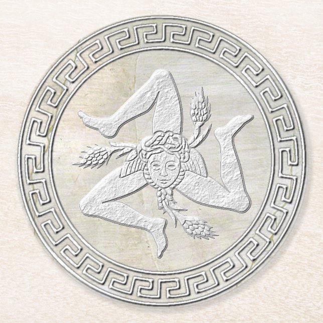 Posavasos Redondo De Papel Mirada siciliana del fresco de Trinacria (Anverso)