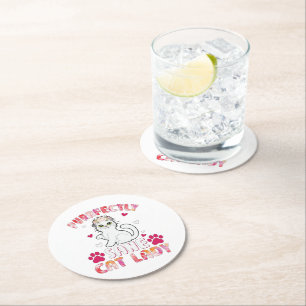 Posavasos Redondo De Papel Moda Lady Cat, Gato Purfectamente Sane