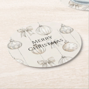 Posavasos Redondo De Papel Moda Navidades Rústicos Crema Ornamentos
