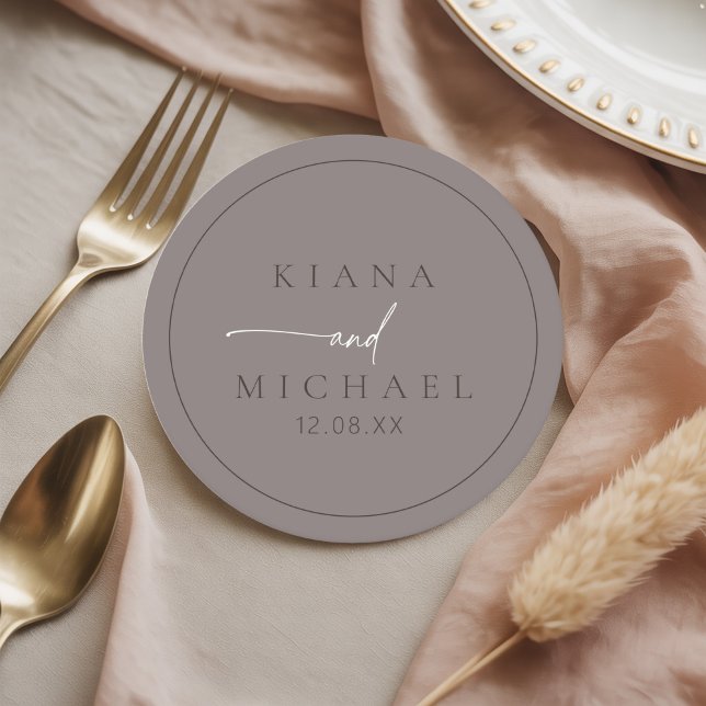 Posavasos Redondo De Papel Moda Neutrales Boda Gris cálido ID1020 (Subido por el creador)