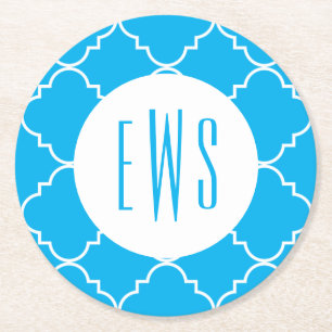 Posavasos Redondo De Papel Moda Quatrefoil Monogramaje Láminas de papel