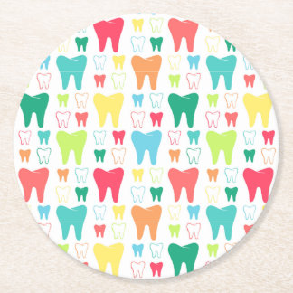 Posavasos Redondo De Papel Modelo colorido de los dientes