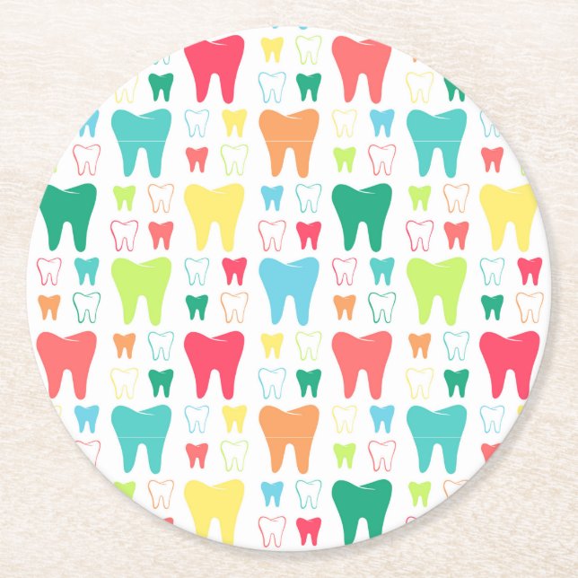 Posavasos Redondo De Papel Modelo colorido de los dientes (Anverso)