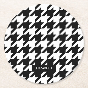 Posavasos Redondo De Papel Modelo de Houndstooth