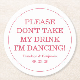 Posavasos Redondo De Papel Modern Bright Pink Drink Cover Wedding