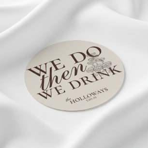 Posavasos Redondo De Papel Modern Brown Personalized Cocktail Hour Boda
