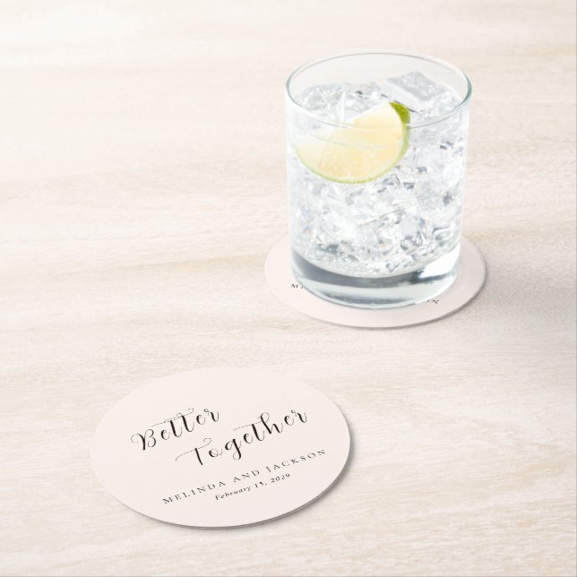 Posavasos Redondo De Papel Modern Earthy Neutral Wedding (In situ)