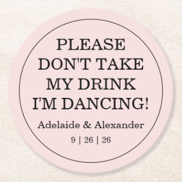 Posavasos Redondo De Papel Modern Pink Blush Drink Cover Wedding