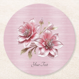 Posavasos Redondo De Papel Modern Pink Flowers Paper Coaster