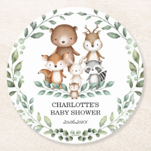 Posavasos Redondo De Papel Moderna vegetación de bosques y decoración de Ba