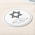Posavasos Redondo De Papel Moderno bar blanco negro Minimalista Bat Mitzvah<br><div class="desc">Bat Mitzvah celebración personalizados. Diseño moderno minimalista en blanco y negro. Hay más artículos disponibles en este estilo en nuestra tienda. Puede editar el diseño más adelante,  cambiar el color de fondo,  las fuentes y añadir texto extra haciendo clic en el enlace "personalizar más adelante".</div>