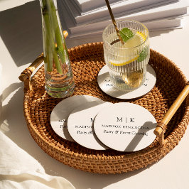 Posavasos Redondo De Papel Moderno Monograma Minimalista o Agregar logotipo c