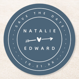 Posavasos Redondo De Papel Moderno, reserva del gráfico la fecha