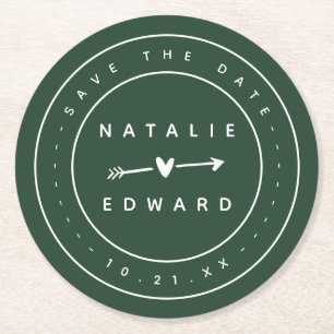 Posavasos Redondo De Papel Moderno, reserva del gráfico la fecha