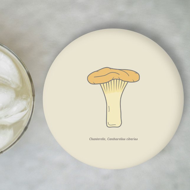 Posavasos Redondo De Papel Monasterio de hongos de la Chanterelle Botánica (Botanical Chanterelle Mushroom Coaster)