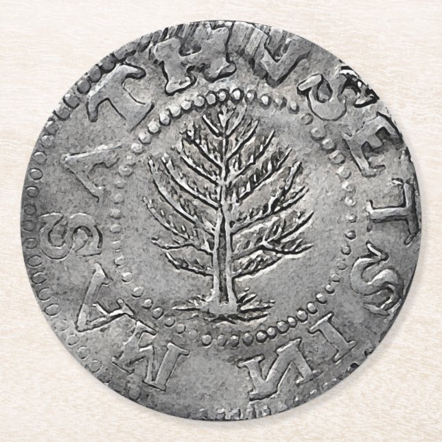 Posavasos Redondo De Papel Moneda americana temprana rara (Anverso)