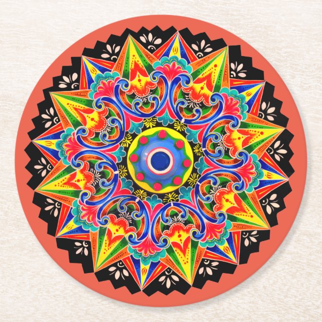 Posavasos Redondo De Papel Moneda de carreta de bucles de Costa Rica Carreta (Anverso)