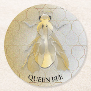 Posavasos Redondo De Papel Moneda del metal de la abeja reina de la abeja