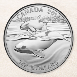 POSAVASOS REDONDO DE PAPEL MONEDA ORCAS