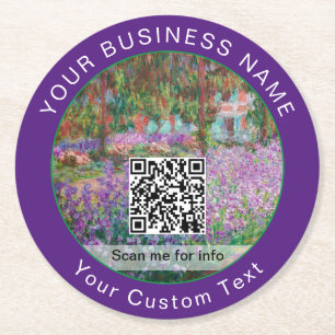 Posavasos Redondo De Papel Monet - Jardín de artistas en Giverny - Código QR