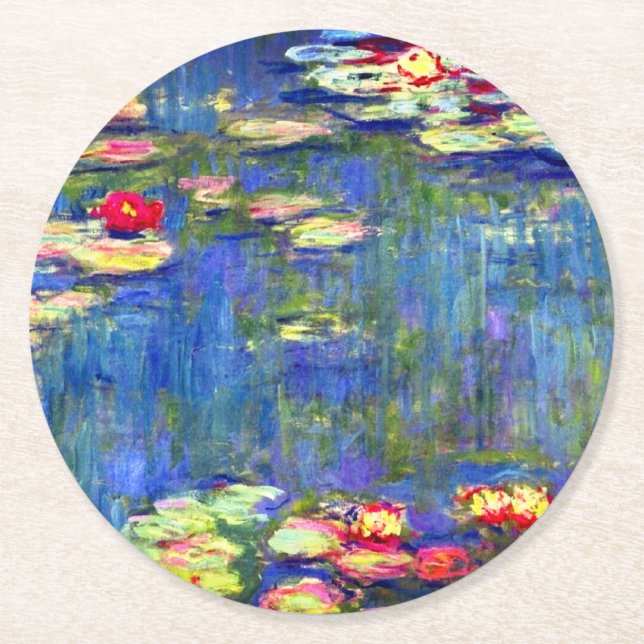 Posavasos Redondo De Papel Monet Water Lilies  (Anverso)
