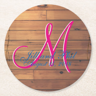 Posavasos Redondo De Papel Monograma de Barn Wall 3d