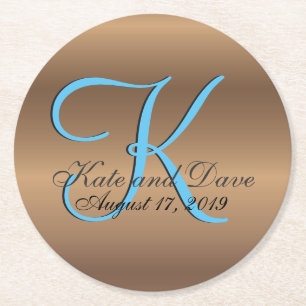 Posavasos Redondo De Papel Monograma de bronce Fab asombroso