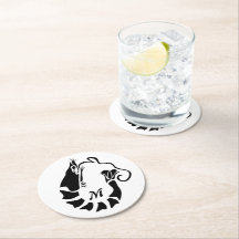 Monograma de camarón al estilo de esténcil negro