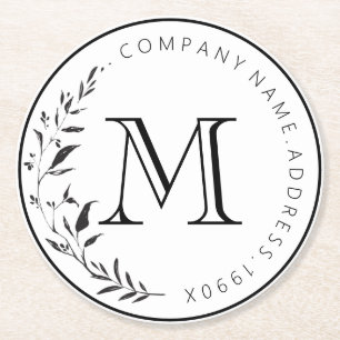 Posavasos Redondo De Papel Monograma de venado de personalizado