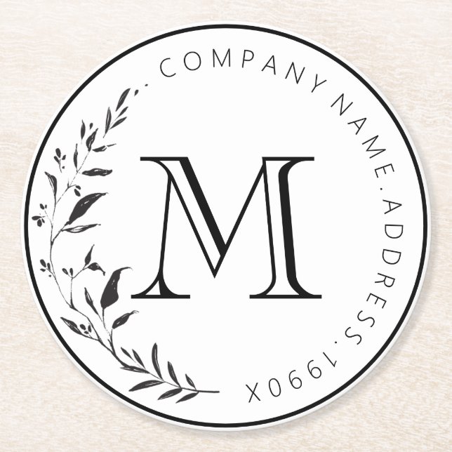 Posavasos Redondo De Papel Monograma de venado de personalizado (Anverso)