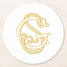 Posavasos Redondo De Papel Monograma GS o monogramas SG