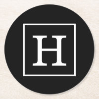 Monograma inicial con marco blanco negro