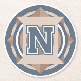 Posavasos Redondo De Papel Monograma inicial "N" del personalizado