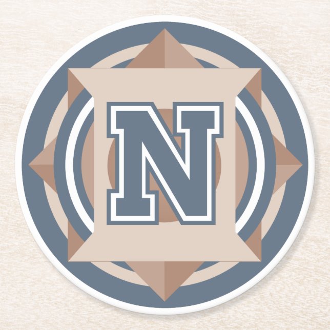 Posavasos Redondo De Papel Monograma inicial "N" del personalizado (Anverso)