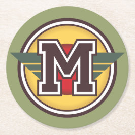 Posavasos Redondo De Papel Monograma "M" inicial