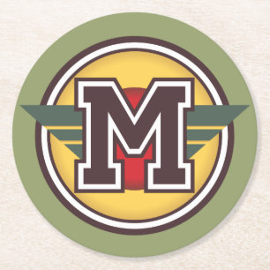 Posavasos Redondo De Papel Monograma "M" inicial