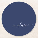 Posavasos Redondo De Papel Monograma moderno azul y blanco de la Marina<br><div class="desc">Presentamos nuestra colección de Monogramas Moderno Azul y Blanco de la Marina: Eleva tu decoración de casa con nuestra sofisticada colección con un diseño contemporáneo de color azul marino y blanco. Cada una de las piezas está meticulosamente diseñada para exudar elegancia y estilo, perfecto para añadir un toque de modernidad...</div>