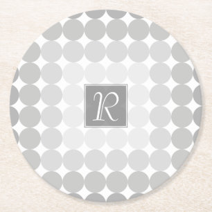 Posavasos Redondo De Papel Monograma moderno de círculos grises